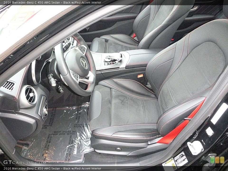 Black w/Red Accent Interior Front Seat for the 2016 Mercedes-Benz C 450 AMG Sedan #117986148