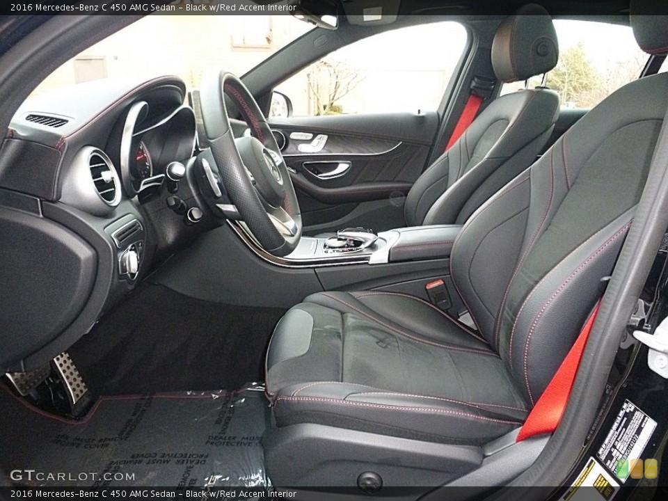 Black w/Red Accent Interior Front Seat for the 2016 Mercedes-Benz C 450 AMG Sedan #117986151