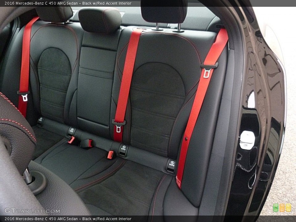 Black w/Red Accent Interior Rear Seat for the 2016 Mercedes-Benz C 450 AMG Sedan #117986157