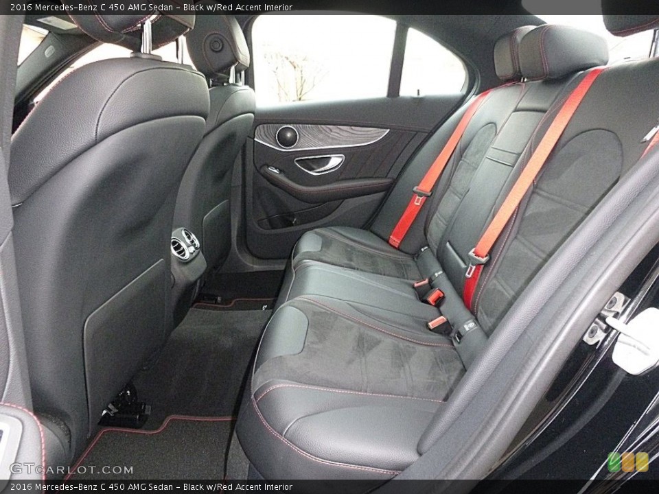 Black w/Red Accent Interior Rear Seat for the 2016 Mercedes-Benz C 450 AMG Sedan #117986163