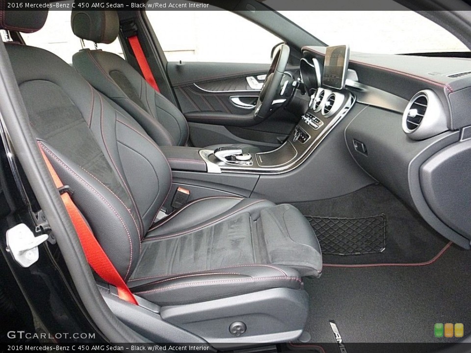 Black w/Red Accent Interior Front Seat for the 2016 Mercedes-Benz C 450 AMG Sedan #117986175