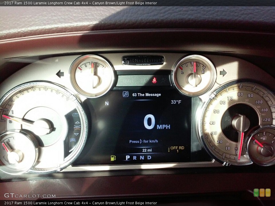 Canyon Brown/Light Frost Beige Interior Gauges for the 2017 Ram 1500 Laramie Longhorn Crew Cab 4x4 #117993559