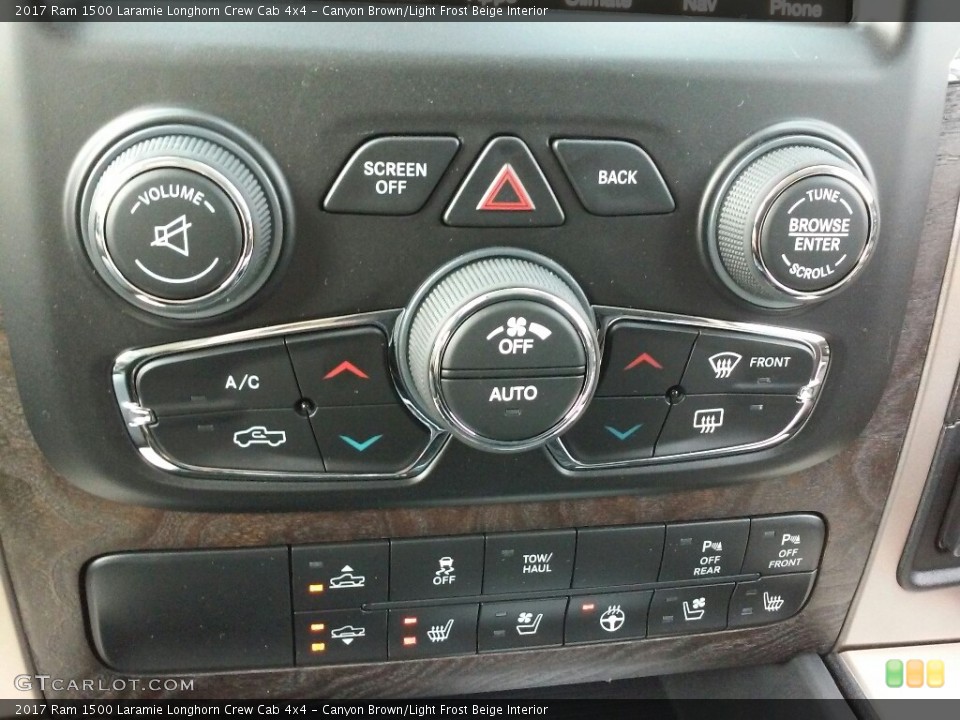 Canyon Brown/Light Frost Beige Interior Controls for the 2017 Ram 1500 Laramie Longhorn Crew Cab 4x4 #117993724