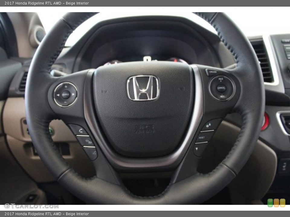 Beige Interior Steering Wheel for the 2017 Honda Ridgeline RTL AWD #118026975
