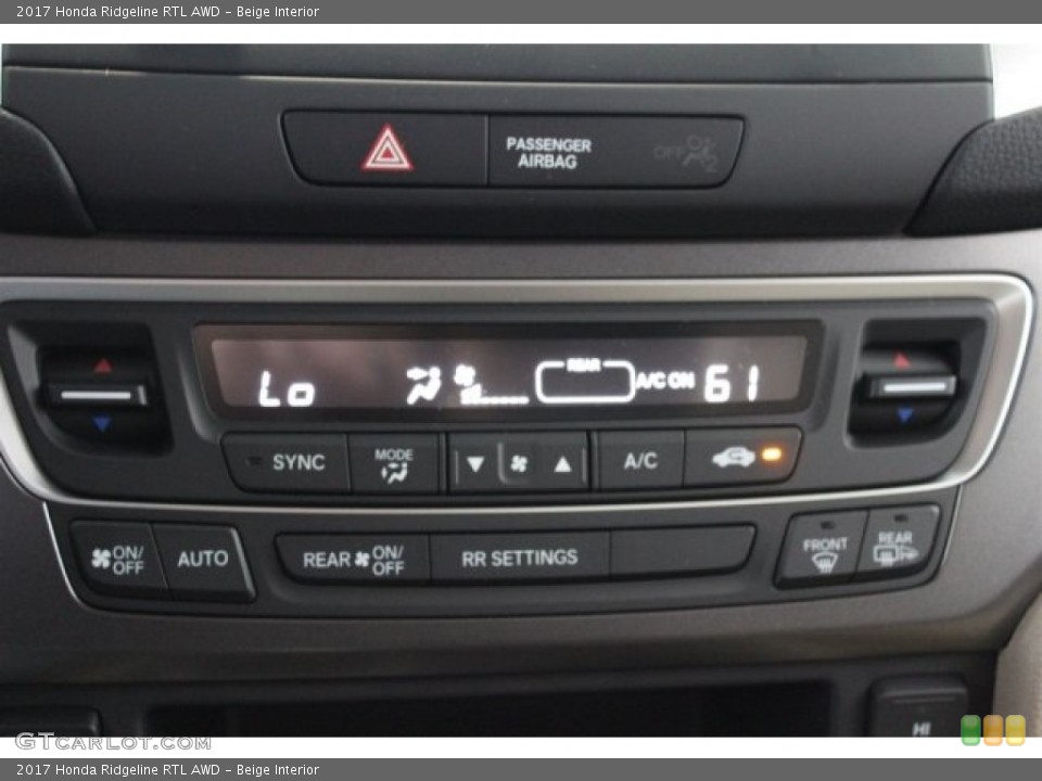 Beige Interior Controls for the 2017 Honda Ridgeline RTL AWD #118027089