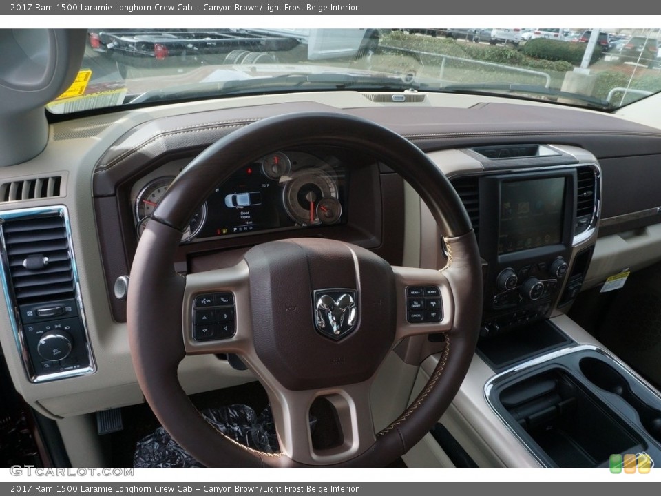 Canyon Brown/Light Frost Beige Interior Steering Wheel for the 2017 Ram 1500 Laramie Longhorn Crew Cab #118041531