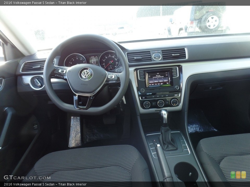 Titan Black Interior Dashboard for the 2016 Volkswagen Passat S Sedan #118069581