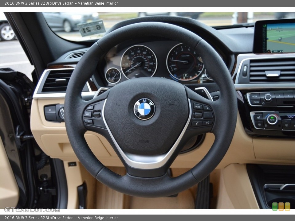 Venetian Beige Interior Steering Wheel for the 2016 BMW 3 Series 328i xDrive Sedan #118244873