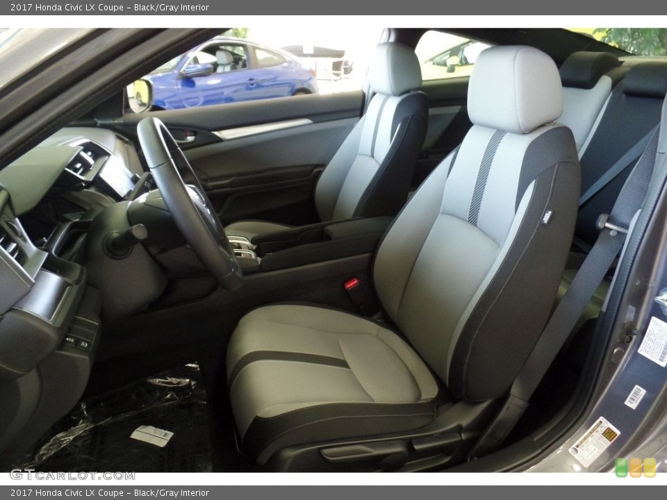 Black/Gray Interior Front Seat for the 2017 Honda Civic LX Coupe #118255902