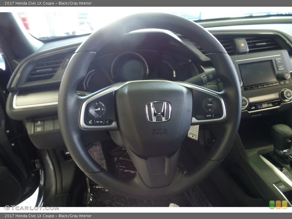 Black/Gray Interior Steering Wheel for the 2017 Honda Civic LX Coupe #118255953