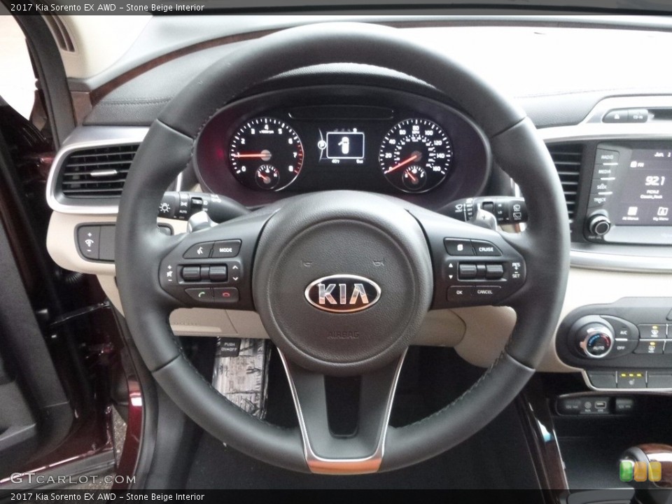 Stone Beige Interior Steering Wheel for the 2017 Kia Sorento EX AWD #118376646