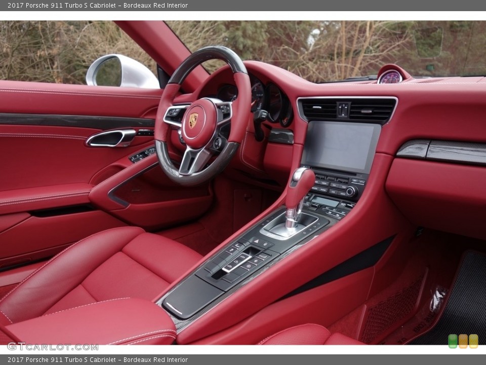 Bordeaux Red Interior Controls for the 2017 Porsche 911 Turbo S Cabriolet #118457953