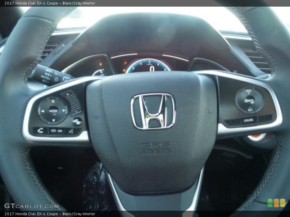 Black/Gray Interior Steering Wheel for the 2017 Honda Civic EX-L Coupe #118558845