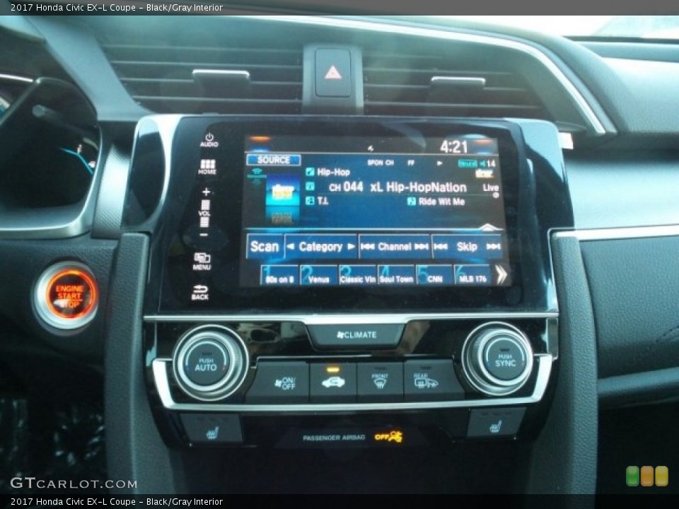 Black/Gray Interior Controls for the 2017 Honda Civic EX-L Coupe #118558908