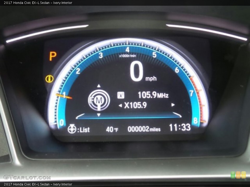 Ivory Interior Gauges for the 2017 Honda Civic EX-L Sedan #118625474