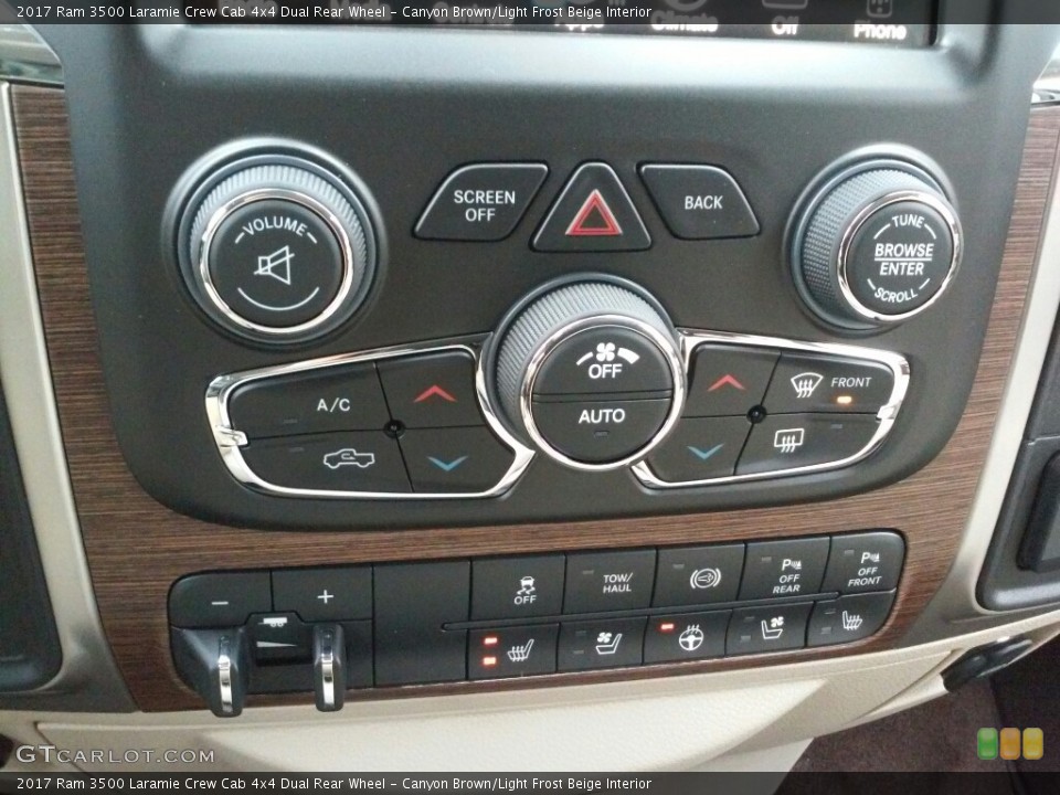 Canyon Brown/Light Frost Beige Interior Controls for the 2017 Ram 3500 Laramie Crew Cab 4x4 Dual Rear Wheel #118654766