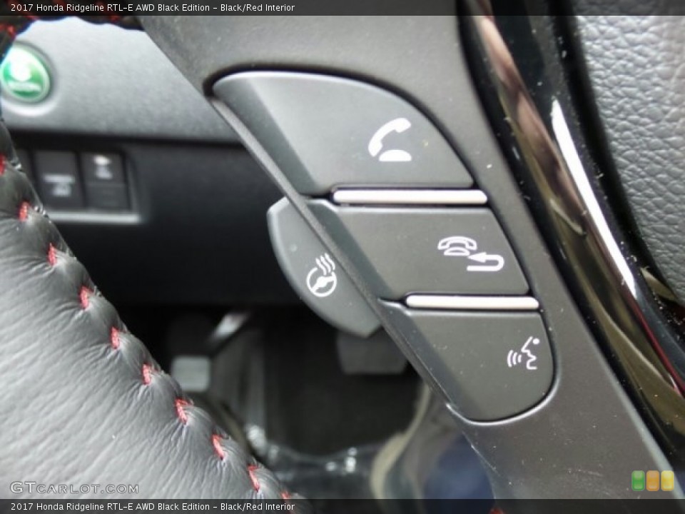 Black/Red Interior Controls for the 2017 Honda Ridgeline RTL-E AWD Black Edition #118723017