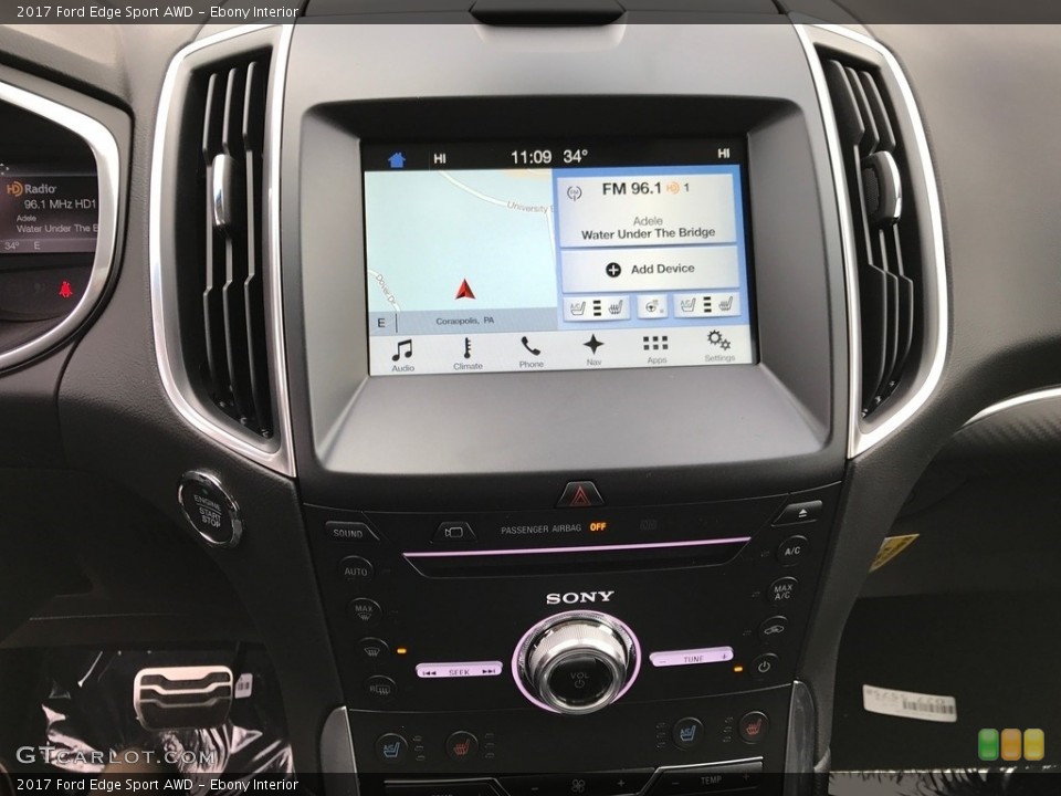 Ebony Interior Controls for the 2017 Ford Edge Sport AWD #118746401