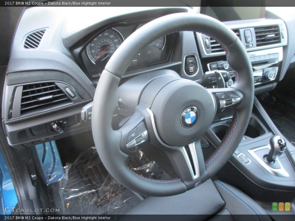 Dakota Black/Blue Highlight Interior Steering Wheel for the 2017 BMW M2 Coupe #118765253