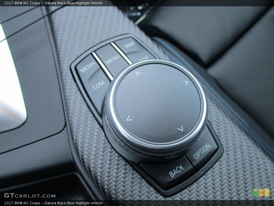 Dakota Black/Blue Highlight Interior Controls for the 2017 BMW M2 Coupe #118765403