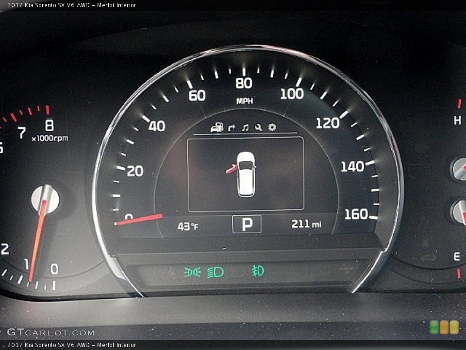 Merlot Interior Gauges for the 2017 Kia Sorento SX V6 AWD #118871606