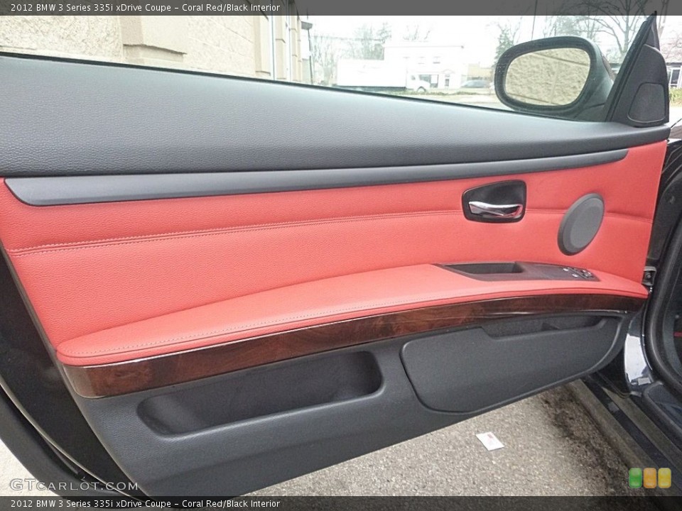 Coral Red/Black Interior Door Panel for the 2012 BMW 3 Series 335i xDrive Coupe #118914185