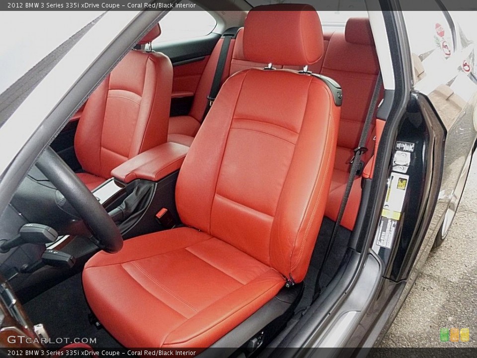 Coral Red/Black Interior Front Seat for the 2012 BMW 3 Series 335i xDrive Coupe #118914209