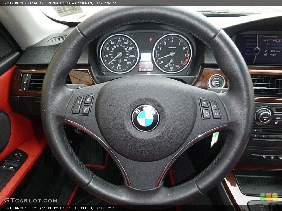 Coral Red/Black Interior Steering Wheel for the 2012 BMW 3 Series 335i xDrive Coupe #118914431