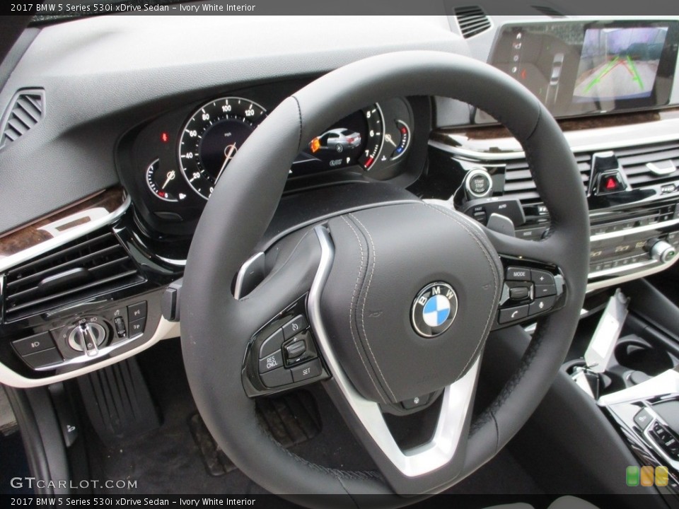 Ivory White Interior Steering Wheel for the 2017 BMW 5 Series 530i xDrive Sedan #118954058
