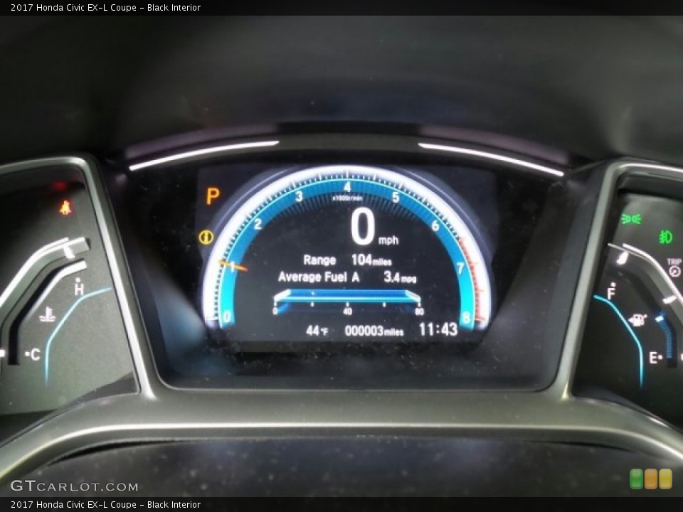 Black Interior Gauges for the 2017 Honda Civic EX-L Coupe #118968624