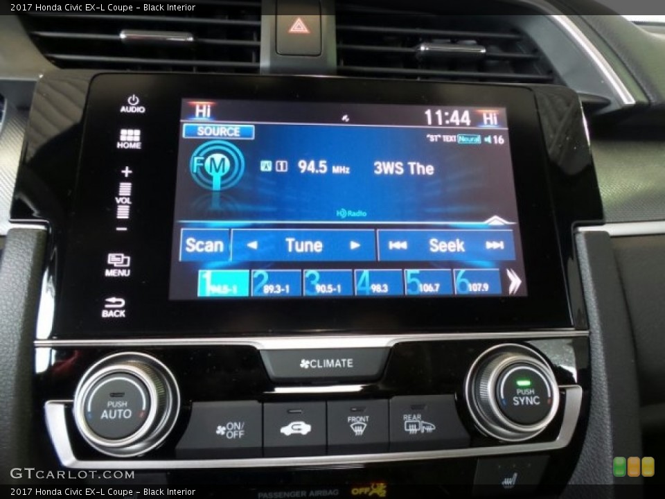 Black Interior Audio System for the 2017 Honda Civic EX-L Coupe #118968759
