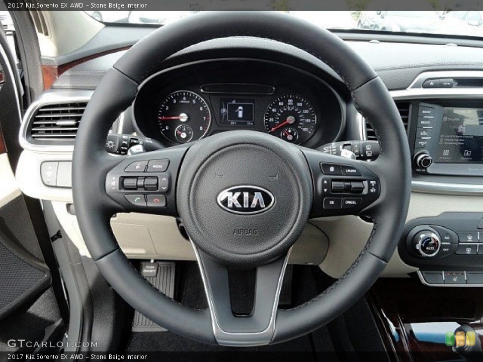 Stone Beige Interior Steering Wheel for the 2017 Kia Sorento EX AWD #118991823