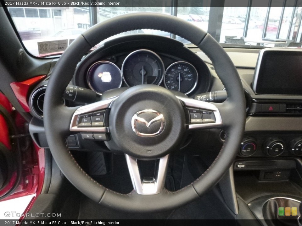 Black/Red Stitching Interior Steering Wheel for the 2017 Mazda MX-5 Miata RF Club #119010411