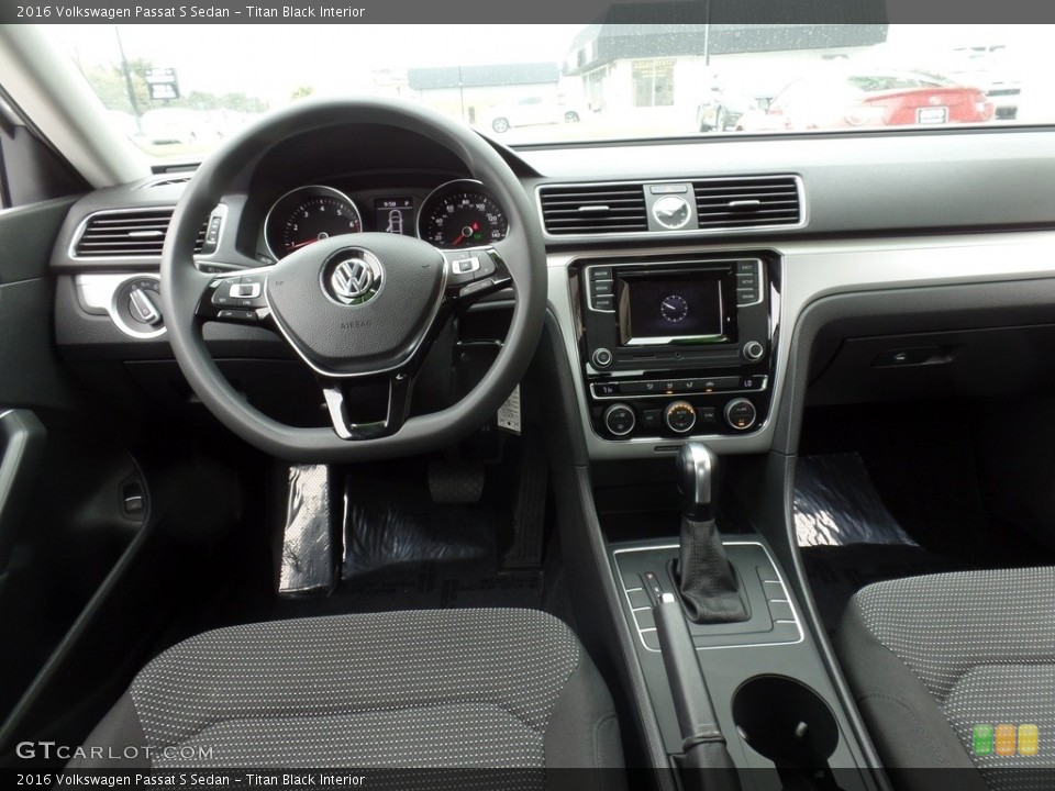 Titan Black Interior Dashboard for the 2016 Volkswagen Passat S Sedan #119035701