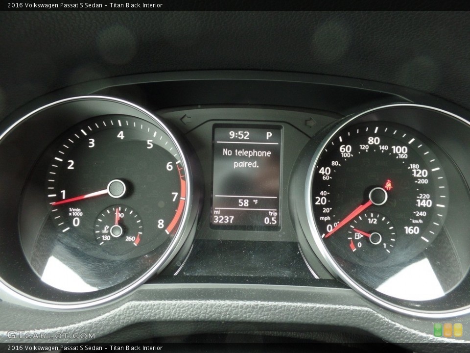 Titan Black Interior Gauges for the 2016 Volkswagen Passat S Sedan #119035737