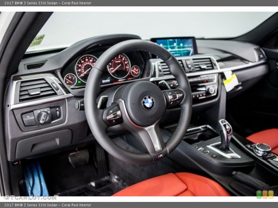 Coral Red Interior Dashboard for the 2017 BMW 3 Series 330i Sedan #119075069