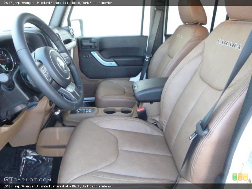 Black/Dark Saddle Interior Front Seat for the 2017 Jeep Wrangler Unlimited Sahara 4x4 #119166011