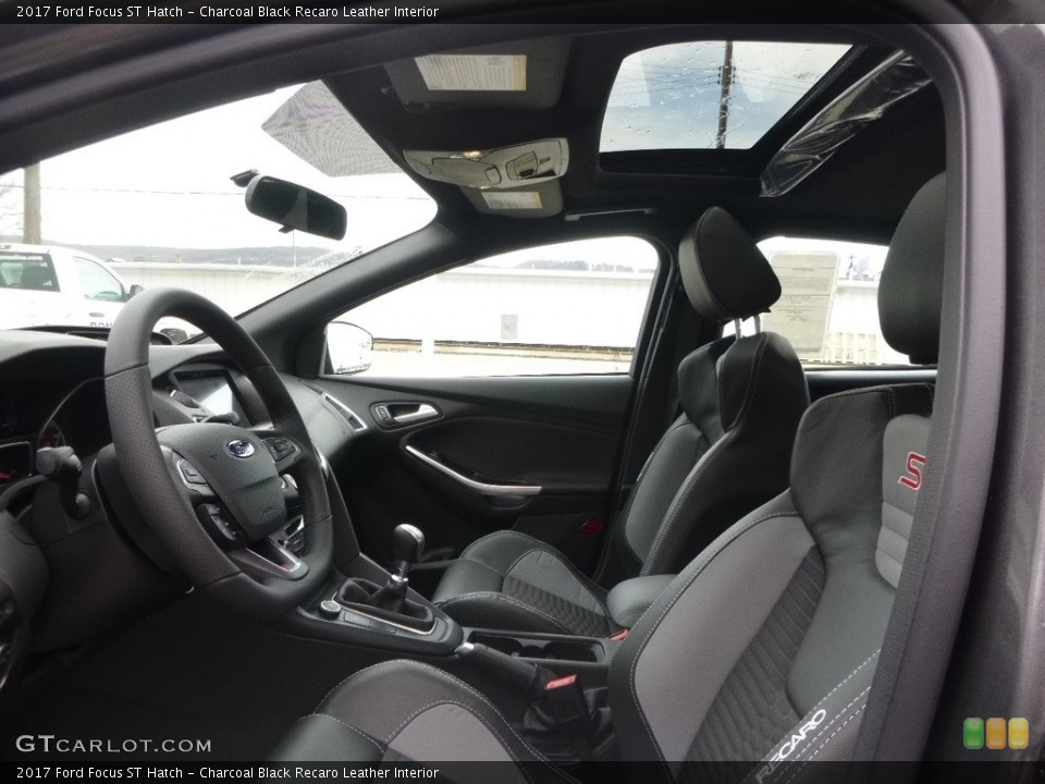 Charcoal Black Recaro Leather Interior Front Seat for the 2017 Ford Focus ST Hatch #119285585