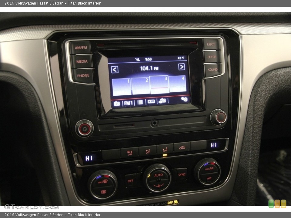 Titan Black Interior Controls for the 2016 Volkswagen Passat S Sedan #119298791
