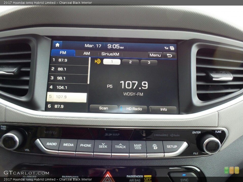 Charcoal Black Interior Controls for the 2017 Hyundai Ioniq Hybrid Limited #119303687