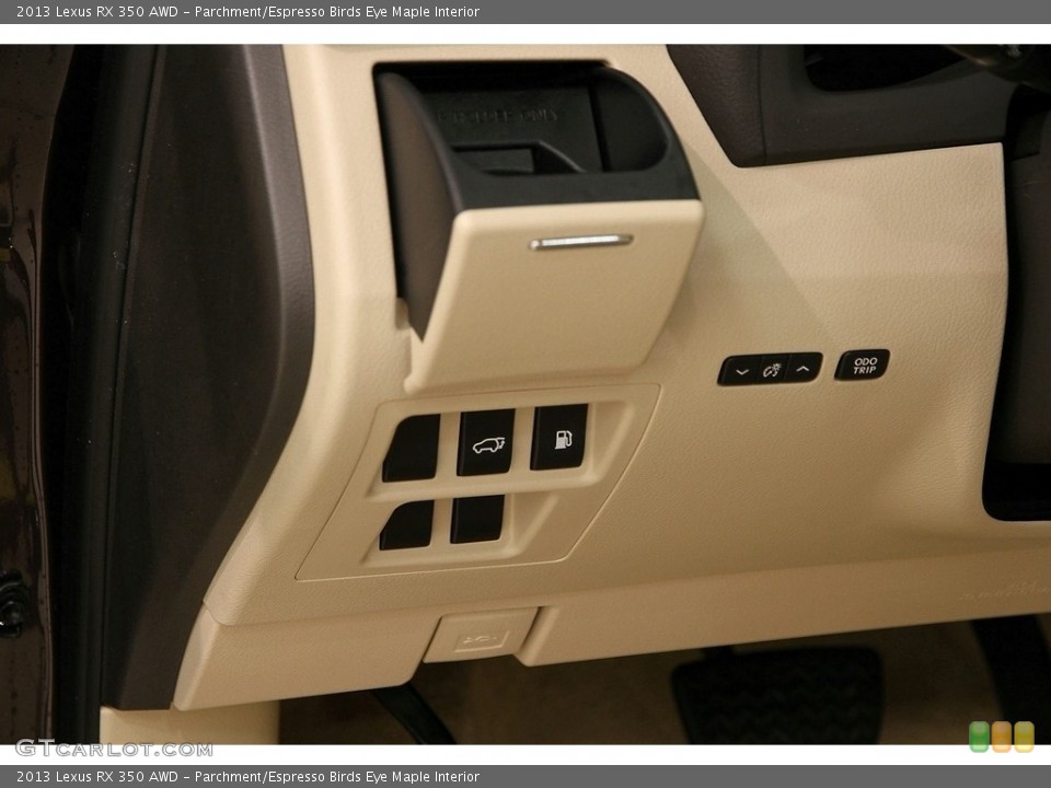 Parchment/Espresso Birds Eye Maple Interior Controls for the 2013 Lexus RX 350 AWD #119371351