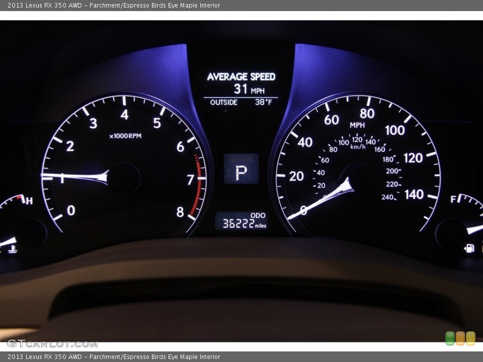 Parchment/Espresso Birds Eye Maple Interior Gauges for the 2013 Lexus RX 350 AWD #119371447