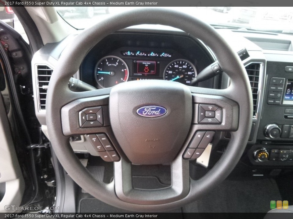 Medium Earth Gray Interior Steering Wheel for the 2017 Ford F550 Super Duty XL Regular Cab 4x4 Chassis #119401952
