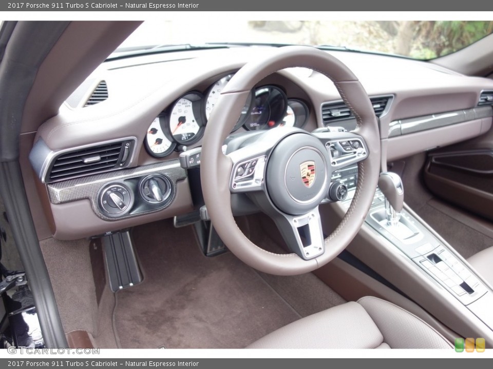Natural Espresso Interior Steering Wheel for the 2017 Porsche 911 Turbo S Cabriolet #119484211
