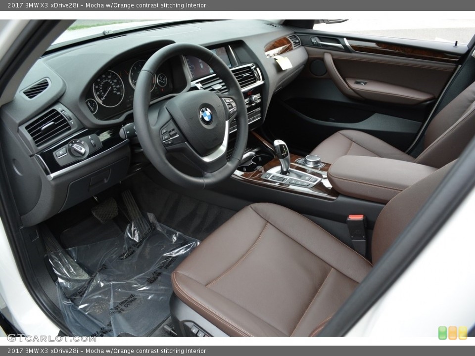 Mocha w/Orange contrast stitching Interior Photo for the 2017 BMW X3 xDrive28i #119666172
