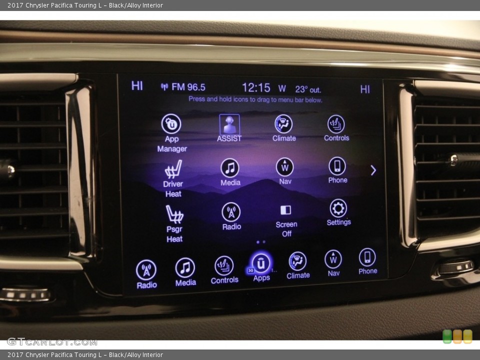 Black/Alloy Interior Controls for the 2017 Chrysler Pacifica Touring L #119750437