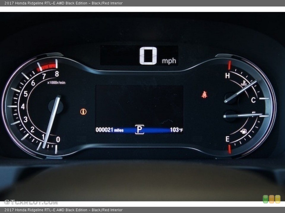 Black/Red Interior Gauges for the 2017 Honda Ridgeline RTL-E AWD Black Edition #119763034