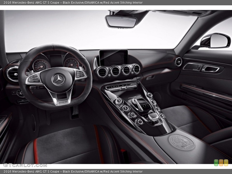 Black Exclusive/DINAMICA w/Red Accent Stitching 2016 Mercedes-Benz AMG GT S Interiors