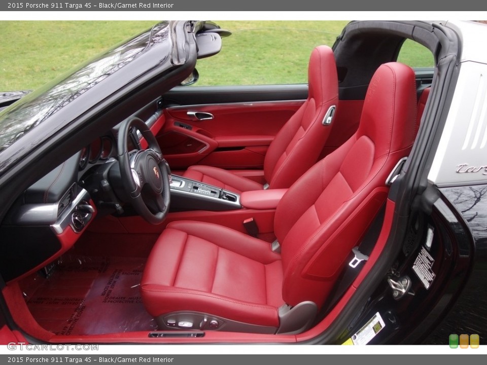 Black/Garnet Red Interior Front Seat for the 2015 Porsche 911 Targa 4S #119785249