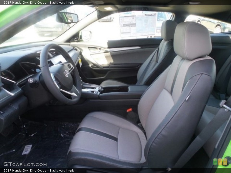 Black/Ivory Interior Front Seat for the 2017 Honda Civic EX-L Coupe #119821022
